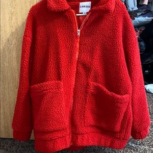 Red teddy coat